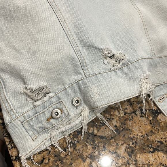 Highway Jeans Distressed Light Denim Vest Longline Cotton Blend NWOT - Picture 7 of 9
